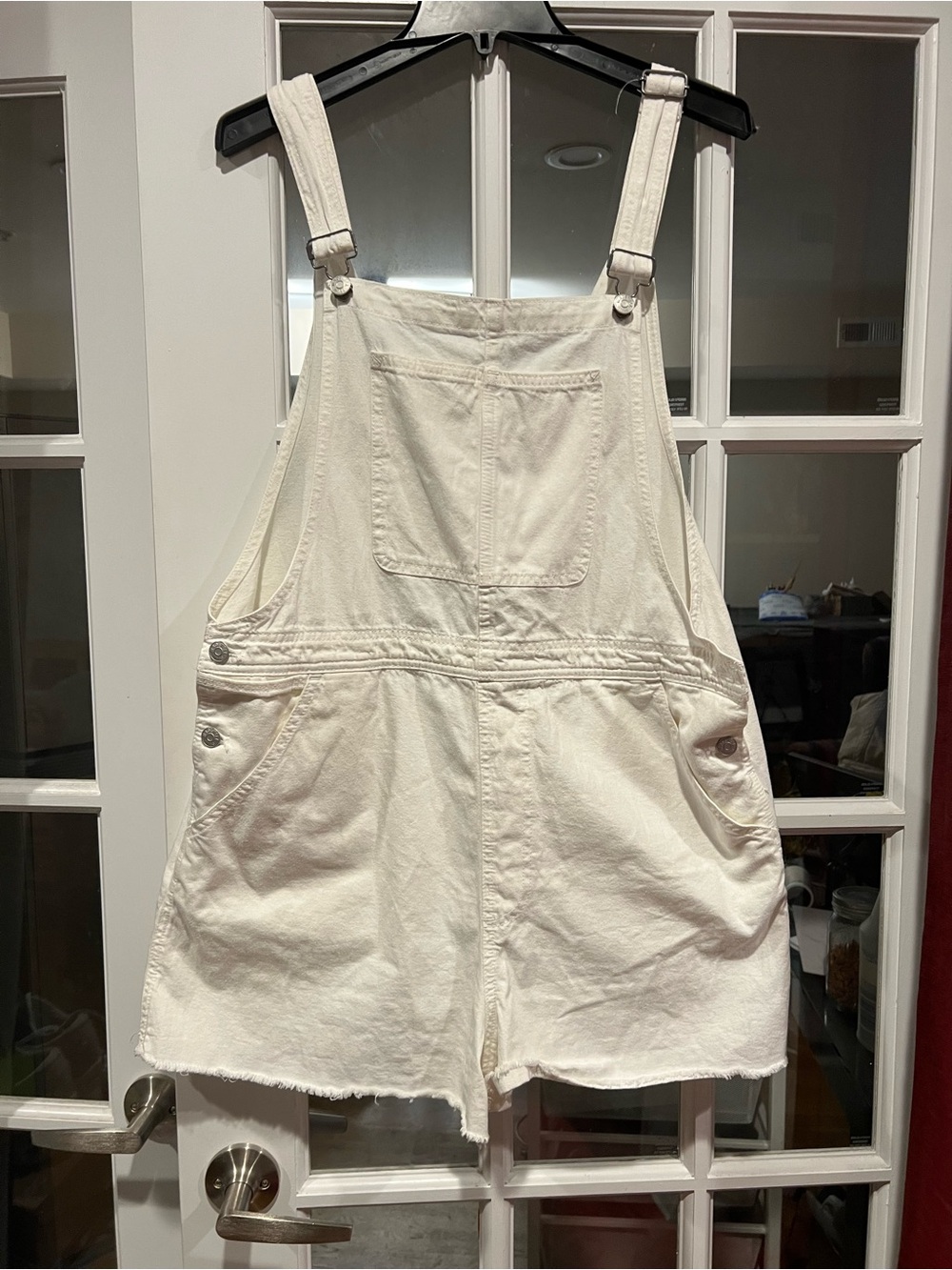 Madewell Cream Short Denim Overalls